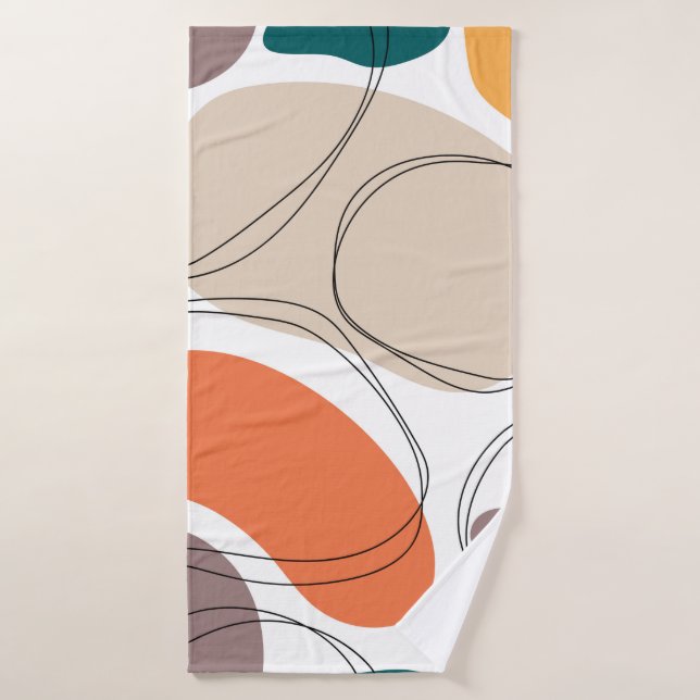 Toalha De Banho Hand drawn geometric seamless modern abstract mult (Toalha de Banho)