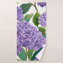 Hortênsia Roxa Floral Costeira Aquarela