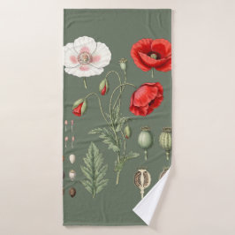 Toalha De Banho Ilustração Botânica Arte Floral.