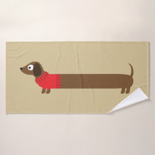 Toalha De Banho Ilustração de Dachshund Longo Cute