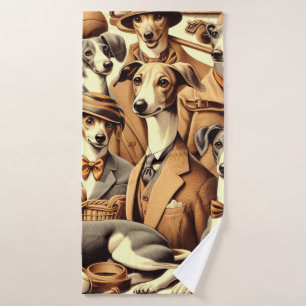 Toalha De Banho Ilustração de Greyhound Italiano Vintage