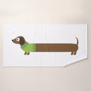 Toalha De Banho Ilustração longa bonito do Dachshund