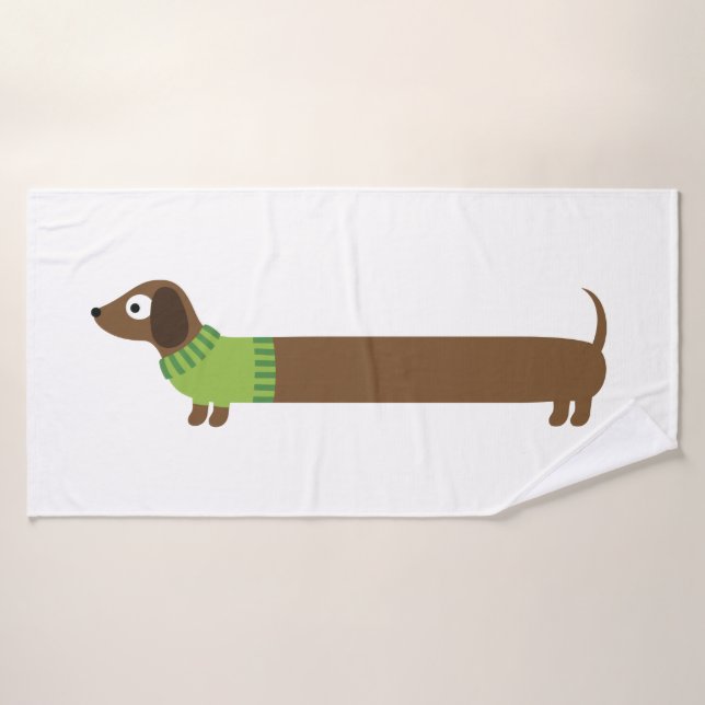 Toalha De Banho Ilustração longa bonito do Dachshund (Toalha de Banho)