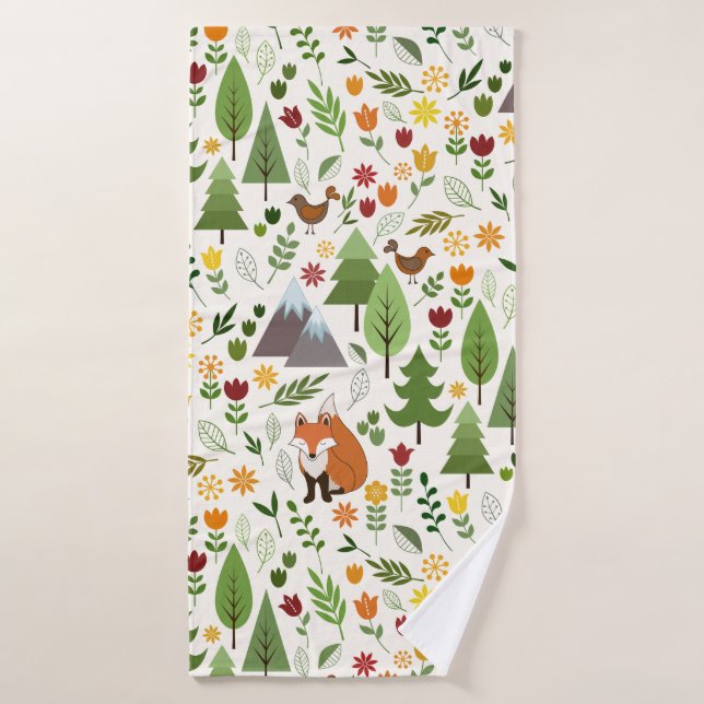 Toalha De Banho Ilustrações escandinavas do estilo em Crm Ptn (Toalha de Banho)