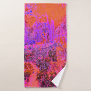 Toalha De Banho Jardim Impressionista Laranja Trippy Magenta