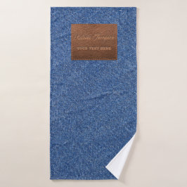 Toalha De Banho Jeans Azul Escuro Moderno de Ponta Textura de Cour
