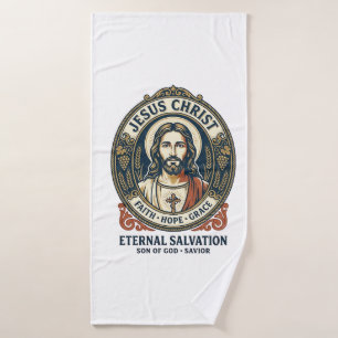 Toalha De Banho Jesus Barbeiro Camiseta Gráfica de Higiene Masculi