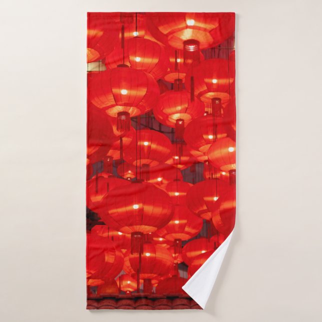 Toalha De Banho Lanternas vermelhas tradicionais decoradas para os (Toalha de Banho)