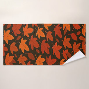 Toalha De Banho Laranja Boho Autumn Folhas