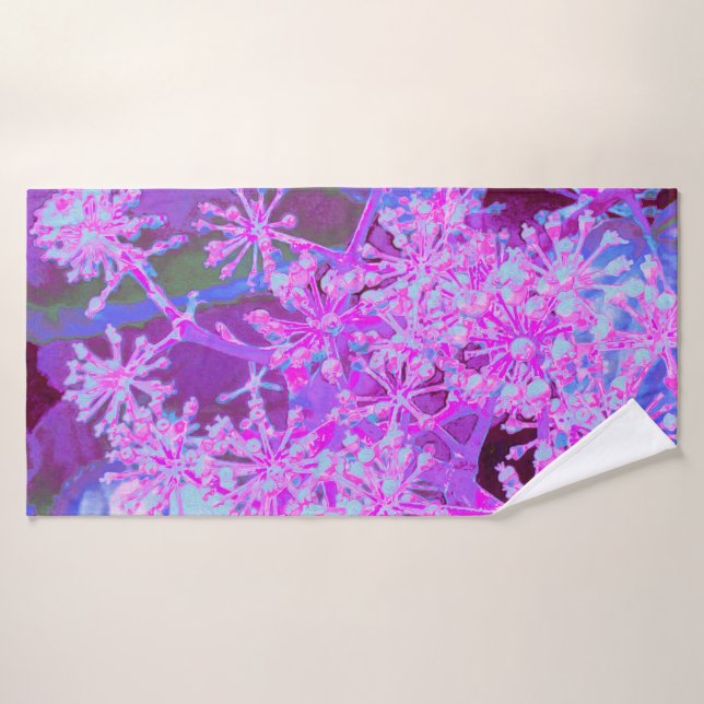Toalha De Banho Legal Abstrato na Natureza, em Rosa Quente e Roxo (Toalha de Banho)