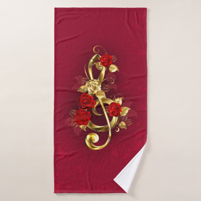 Toalha De Banho Limpeza de ouro com Flores Rosa (Toalha de Banho)