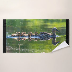 Toalha De Banho Linda família de pato Mallard