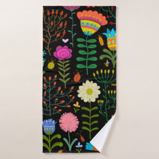 Toalha De Banho Lindas flores desenhadas à mão