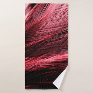 Toalha De Banho Lindas penas abstrato vermelhas em fundo escuro