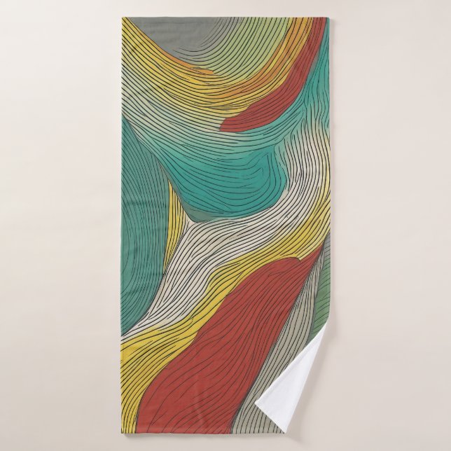 Toalha De Banho Linhas de cores modernas, abstrato e dinâmicas (Toalha de Banho)