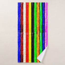 Toalha De Banho Listras Coloridas De Madeira