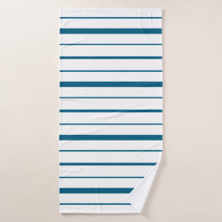 Toalha De Banho Listras de Azul Teal Profundo em Fundo Branco
