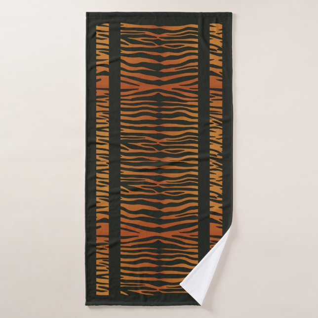 Toalha De Banho Listras de tigre com borda (Toalha de Banho)