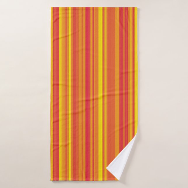 Toalha De Banho Listras Laranja Vermelho Amarelo (Toalha de Banho)