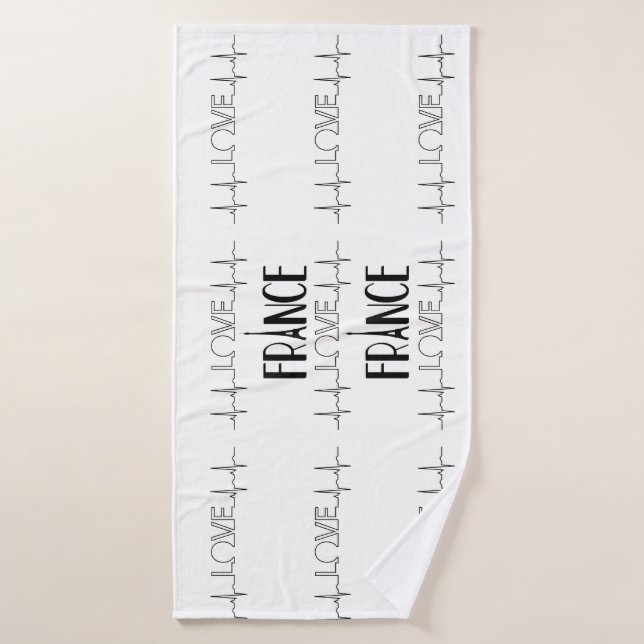 Toalha De Banho Love Paris France Black White Bath Mat (Toalha de Banho)