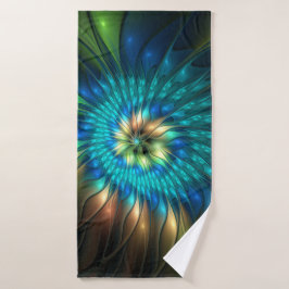 Toalha De Banho Luminous Fantasy Flower, Colorful Abstract Fractal