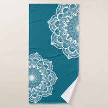 Mandala Branco em Fundo Azul