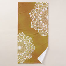 Mandala Branco em Fundo Dourado