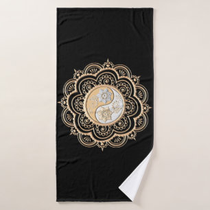 Toalha De Banho Mandala de Ouro e Prata