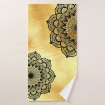 Mandala Preto em Fundo Dourado Suave