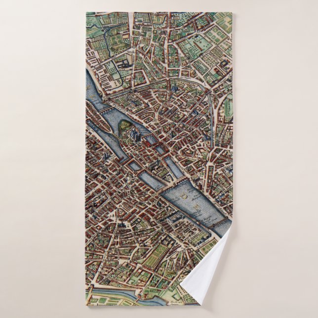 Toalha De Banho mapa de Paris cidade antiga (Toalha de Banho)