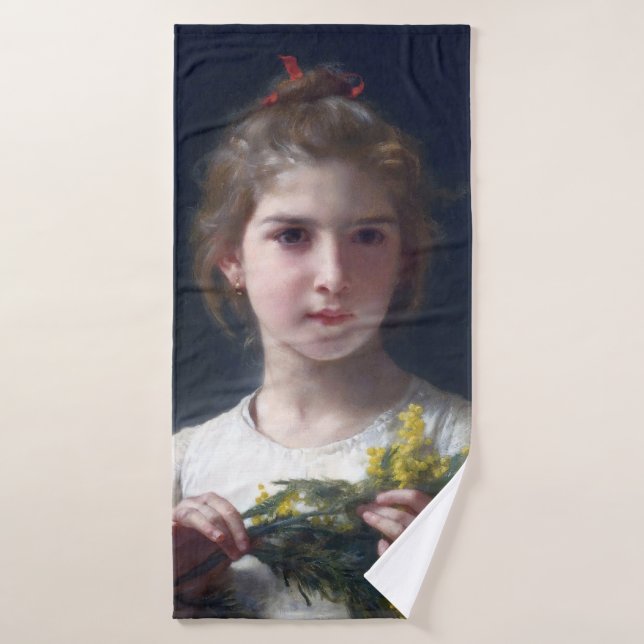 Toalha De Banho Menina com Mimosa, Bouguereau (Toalha de Banho)