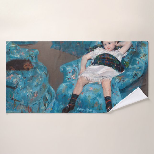 Toalha De Banho Menina em uma cadeira azul, Cassatt (Toalha de Banho)