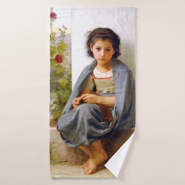 Toalha De Banho Menina Tecendo, Bouguereau (Toalha de Banho)