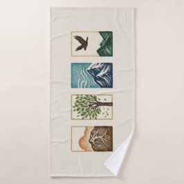 Toalha De Banho Minimal Nature Set – Mountain & Tree Art