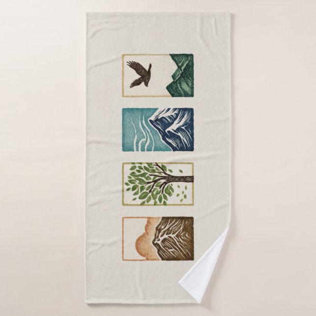 Toalha De Banho Minimal Nature Set – Mountain & Tree Art (Toalha de Banho)