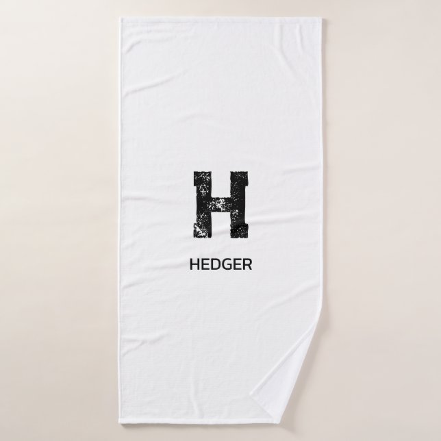TOALHA DE BANHO MINIMALIST BLACK ONE LETTER MONOGRAM NAME WHITE (Toalha de Banho)