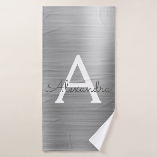 Toalha De Banho Monograma Metálico de Glama Chic Silver (Toalha de Banho)
