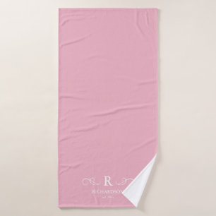 Toalha de Banho Monograma Rosa Rústica