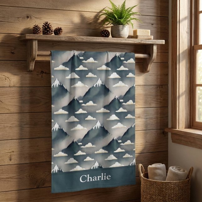 Toalha De Banho Montanha Cinza Personalizada (Criador carregado)