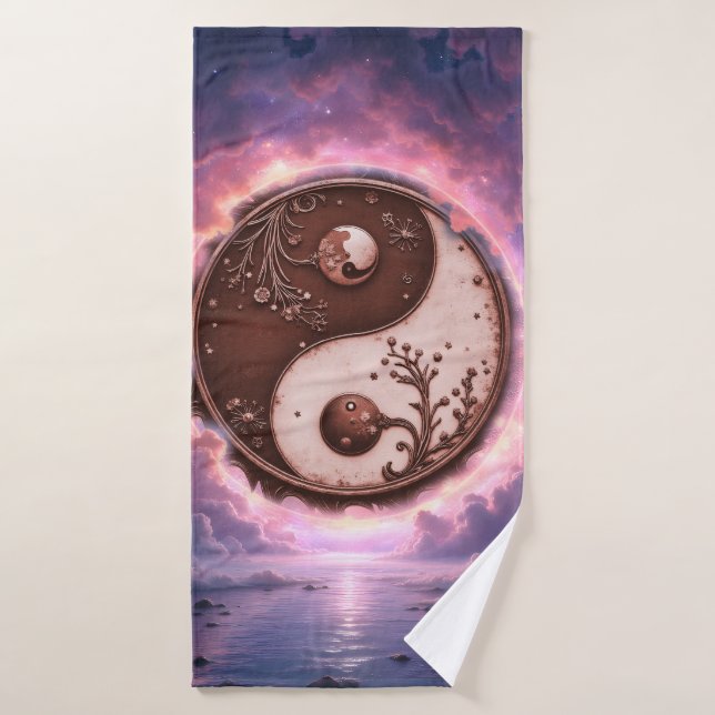 Toalha De Banho Moonlit Balance – Yin Yang of Eternal Light.  (Toalha de Banho)