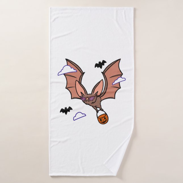 Toalha De Banho Morcego voador fofo de Halloween (Toalha de Banho)