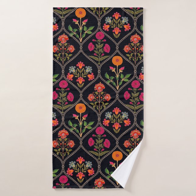 Toalha De Banho mughal motif Kani Look ornament pattern multi colo (Toalha de Banho)
