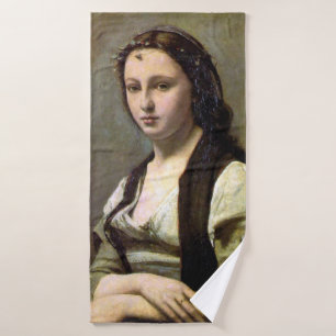 Toalha De Banho Mulher com pérola, Camille Corot, 1868-1870