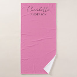Toalha De Banho Na moda Minimalista Nome do Monograma Rosa