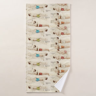 Toalha De Banho Nadadores Franceses Vintage Nadando Lição