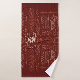Toalha De Banho Navajo Aztec: Padrão Étnico De Doodle.