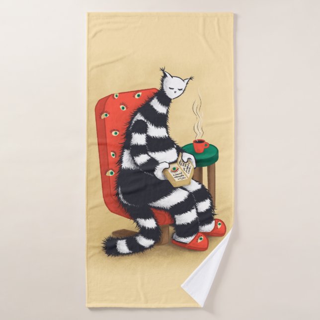 Toalha De Banho Nerd de livros lendo amante de gatos (Toalha de Banho)