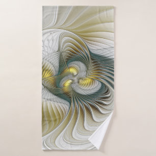 Toalha De Banho Nobre Ouro Teal Abstrato Fantasy Arte Fractal