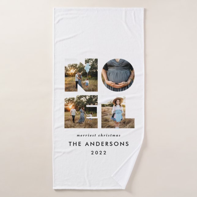 Toalha De Banho Noel Christmas bold 4 foto simples Holiday (Toalha de Banho)