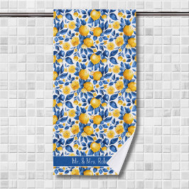 Toalha De Banho Nome do Casal Personalizado de Fruta Tropical Padr